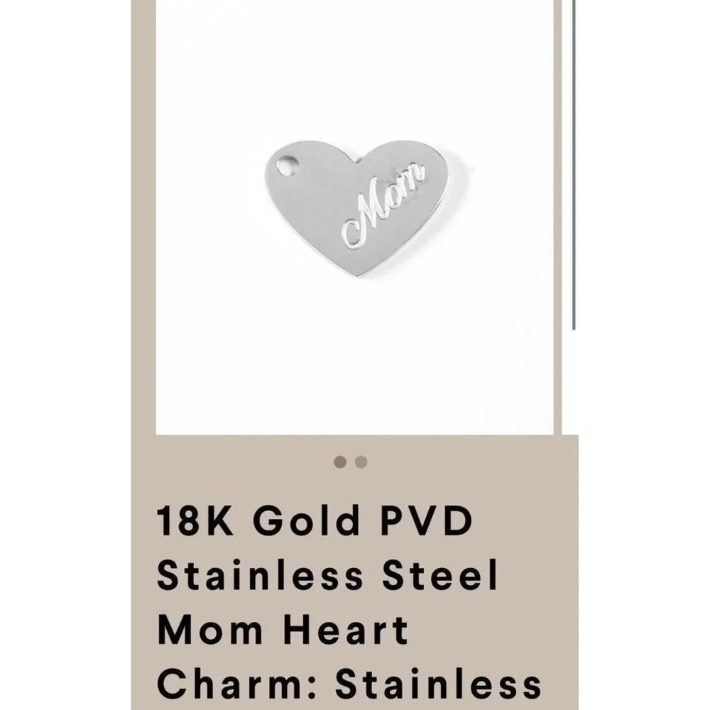 Silver‎ Tone Heart Mom Script Pendant Charm Polished Metal Jewelry